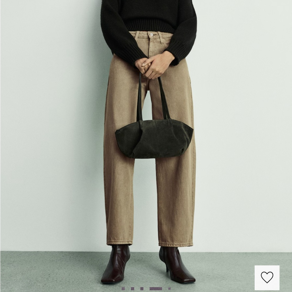 Mango Tan Wide Leg Jeans